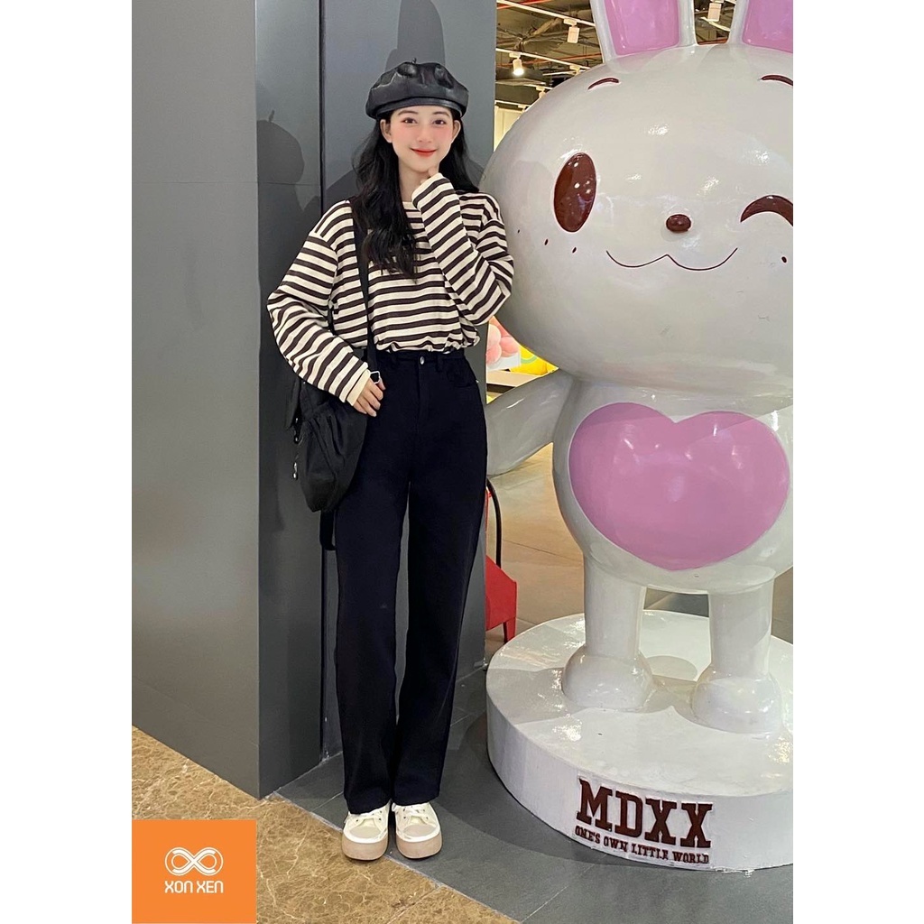 Áo thun tay dài nữ Áo thun kẻ ngang bo tay XONXEN SHOP Freesize mã 6050