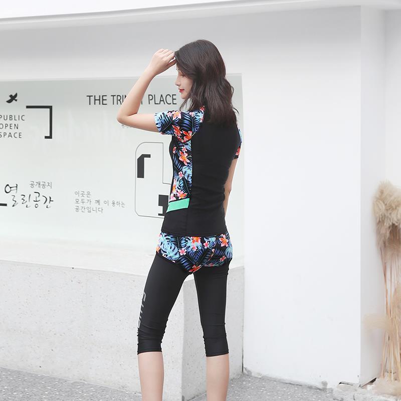 Bộ Đồ Bơi Ba Mảnh Áo Tay Ngắn + Quần Dài Thời Trang Cho Nữ | BigBuy360 - bigbuy360.vn