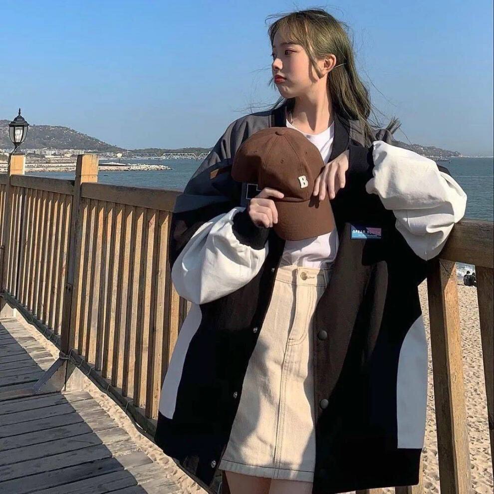 Áo bomber nam nữ phối tay số 5 phong cách hàn quốc - Áo khoác mùa đông from rộng thời trang unisex | BigBuy360 - bigbuy360.vn