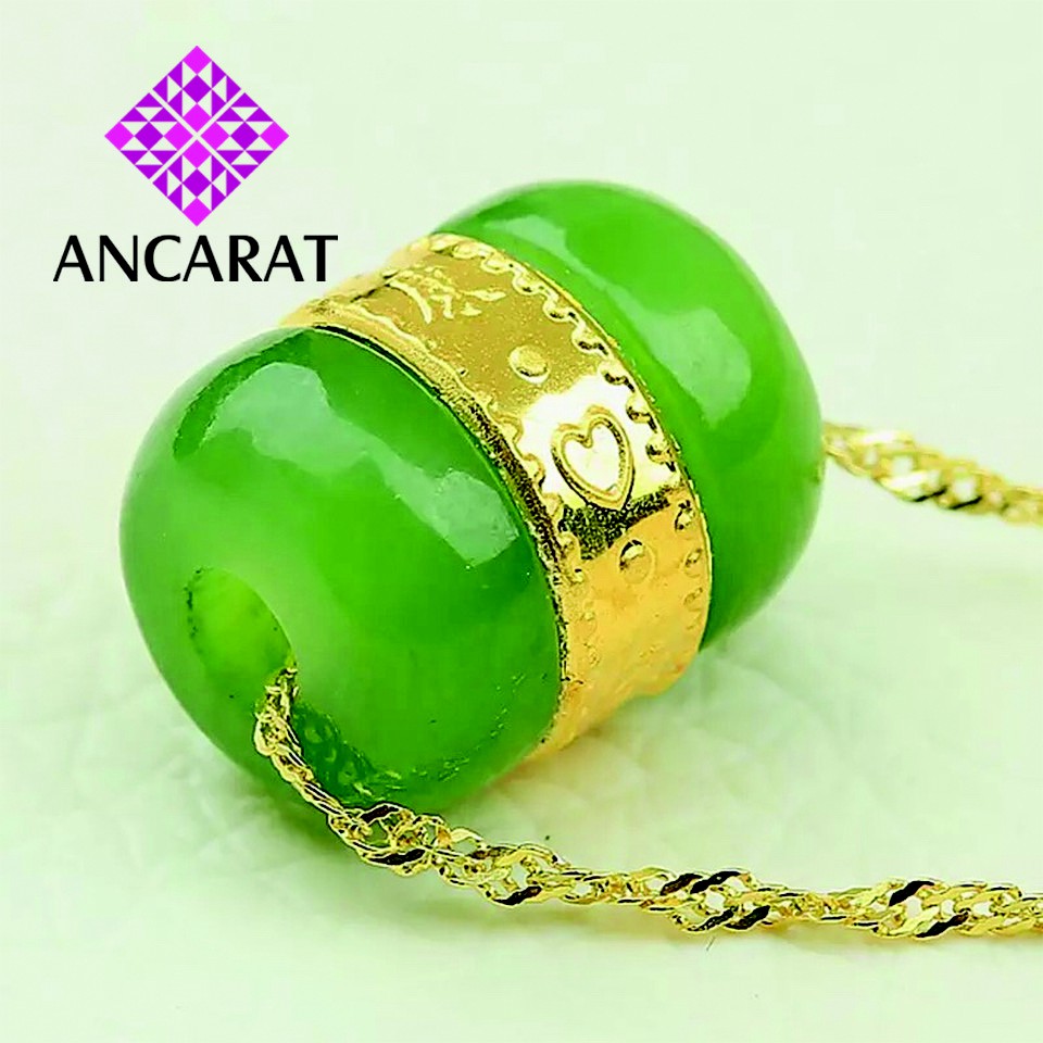 ANCARAT - Charm Ngọc bích bọc vàng