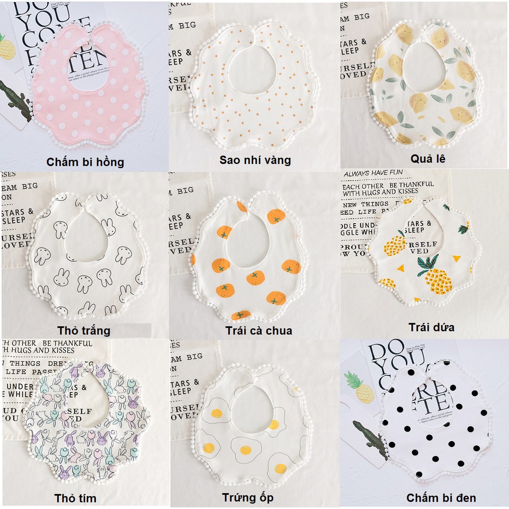 Yếm cổ hoa style hàn quốc mẫu viền sóng Mimo Baby YC04 cho bé