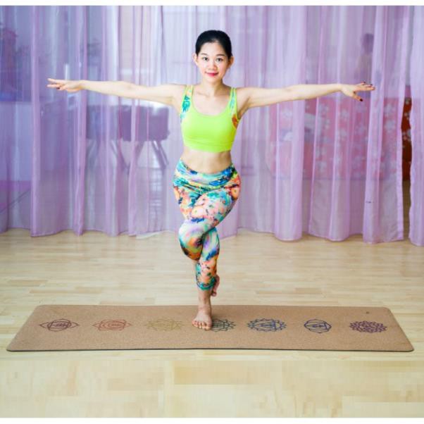 Thảm Yoga Gỗ Bần Định Tuyến 5mm 2 lớp PU - Tặng Kèm Túi