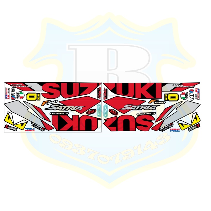 ( Quí khách vui lòng mang ra tiệm cho thợ dán ) Tem satria fi đỏ đen