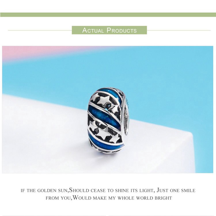 Hạt Trang Sức Bamoer Làm Từ Bạc S925 Họa Tiết Ngôi Sao Lấp Lánh Phối Đá Màu Xanh Dương Đẹp Mắt Thời Trang