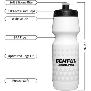 Bình nước Cyclin g Gemful750ML Bóp BPA Free cho thể thao ngoài trời hoặc tập luyện 24oz
