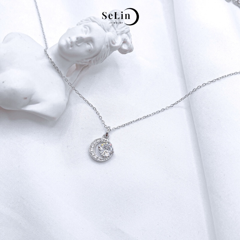 Dây chuyền bạc nữ 925 Moon and Sun đính đá cao cấp SELIN JEWELRY - 0007