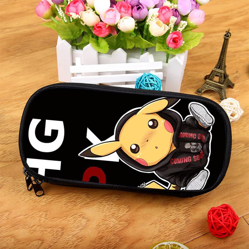 Túi Đựng Bút Chì In Hình Pokemon Pikachu Dung Tích Lớn Cho Bé