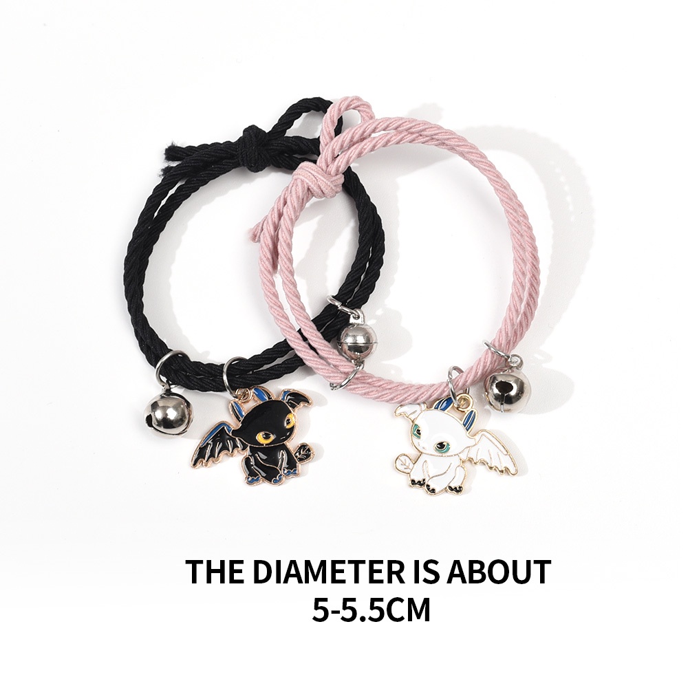 Set 2 Vòng Tay Bện Dây Mặt Hình Quỷ Hoạt Hình Dễ Thương