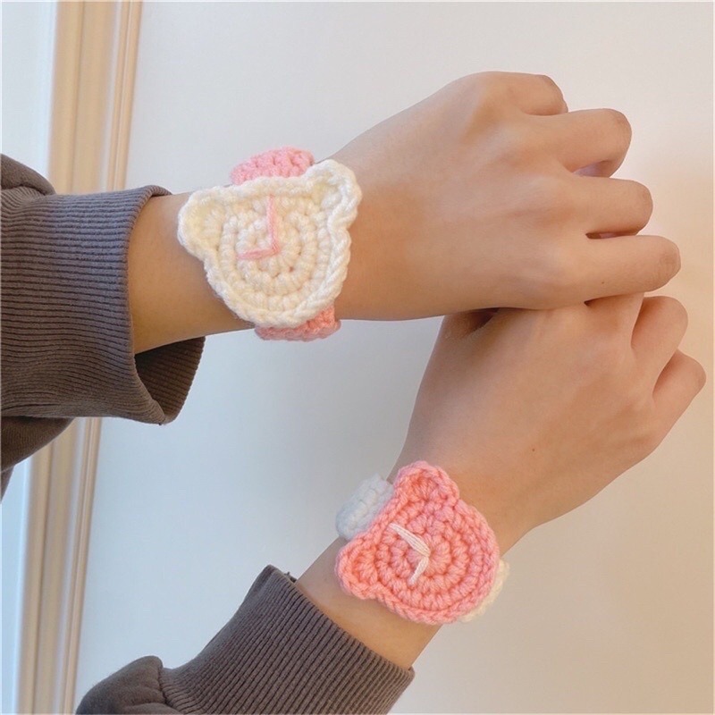 Vòng Tay Đan Len Đồng Hồ , vòng len handmade sáng tạo cho nam nữ