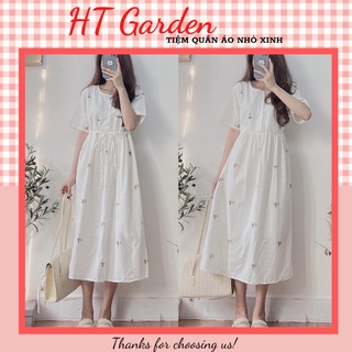 Váy babydoll hoa cúc cúc ngực