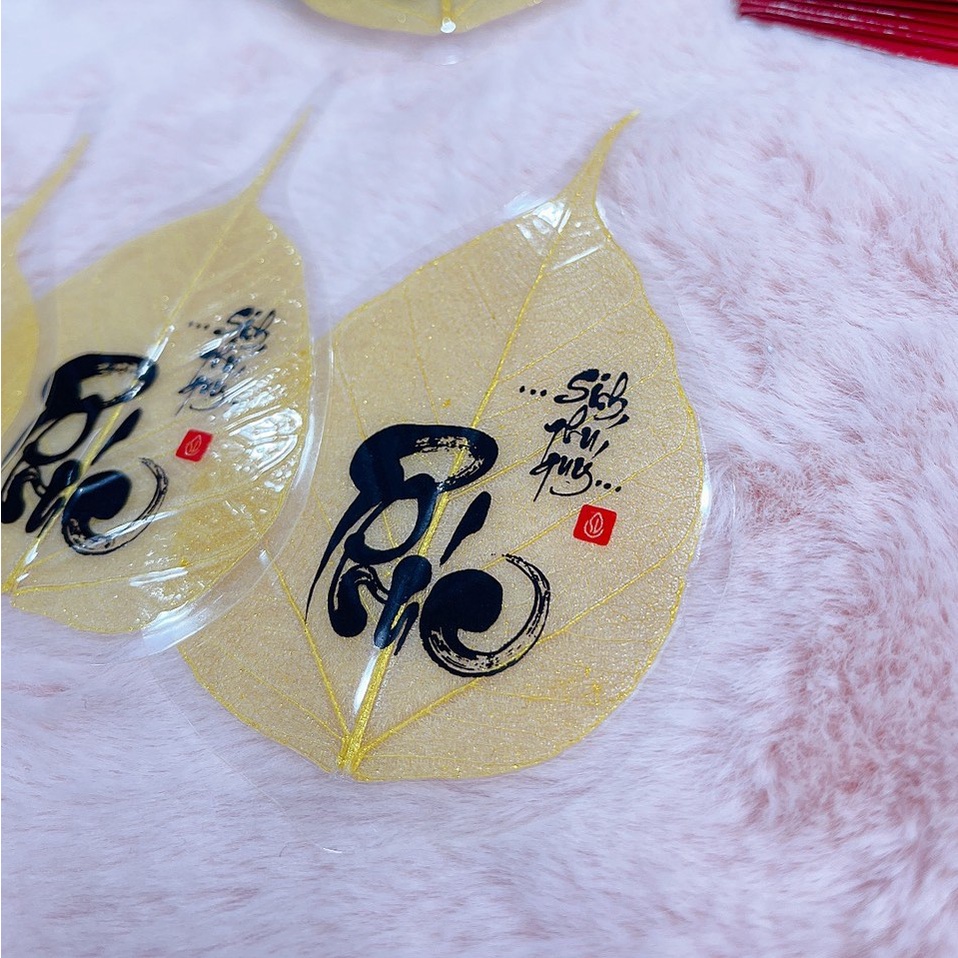 Lá bồ đề - Lá mạ vàng, size bé, phù hợp để trong ốp điện thoại, trong ví mang theo bên mình