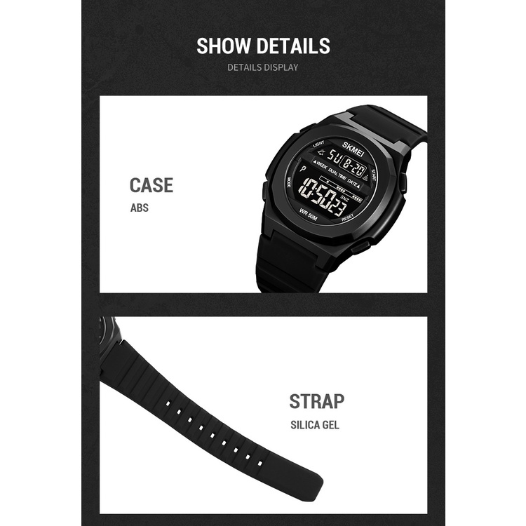 Đồng Hồ Điện Tử Hiển Thị Thời Gian Kép SKMEI 50M Chống Nước Có Đèn LED Cho Nam