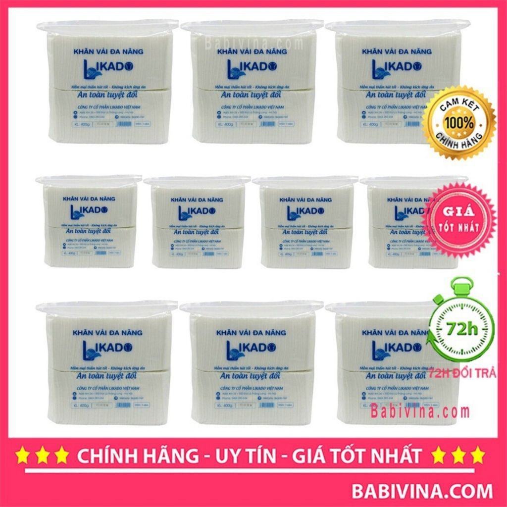 KHĂN KHÔ ĐA NĂNG LIKADO 300GR,Khăn khô likado vệ sinh cho bé- Siêu mềm mịn, Siêu thấm hút, an toàn, tiện lợi