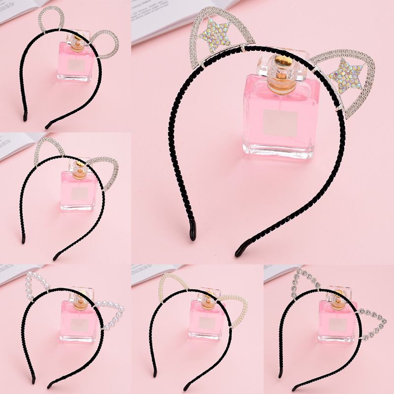 Băng Đô Cài Tóc Hình Tai Mèo Đính Đá Dễ Thương Cho Nữ