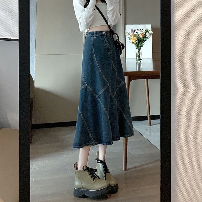 Chân Váy Jean Midi Dáng Xoè Taobao Order kèm ẢNH THẬT