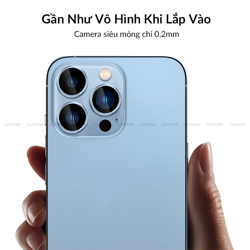 Kính Cường Lực Camera Lens URR Siêu Mỏng Trong Suốt Viền Nhôm Keo Bám Chặt Không Rơi Chống Vân Tay Cho iP 13 Pro Max
