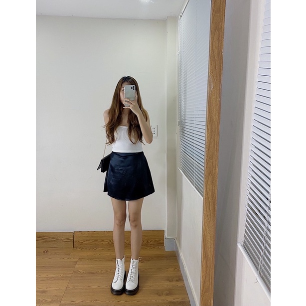 Chân váy lụa ngắn bồng bềnh có lót quần | BigBuy360 - bigbuy360.vn