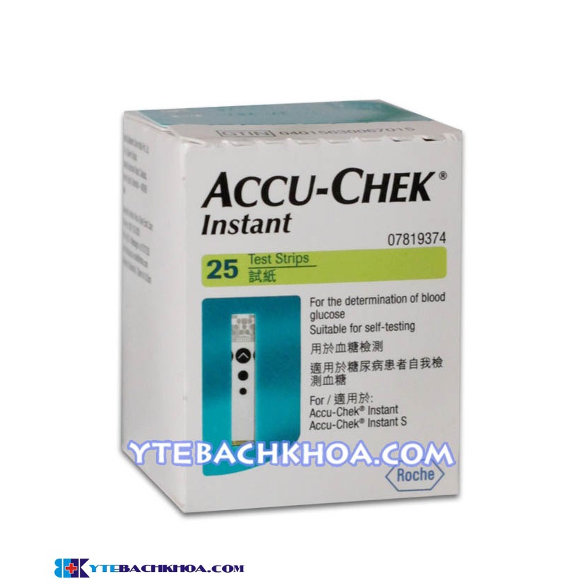 HỘP 25 QUE THỬ ĐƯỜNG HUYẾT ACCUCHEK INSTANT CÓ TEM CHÍNH HÃNG