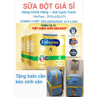 Bộ 2 Hộp Sữa Bột Enfa 4 A+4 2.2kg Hộp giấy Date 07/21 Tặng balo cần kéo