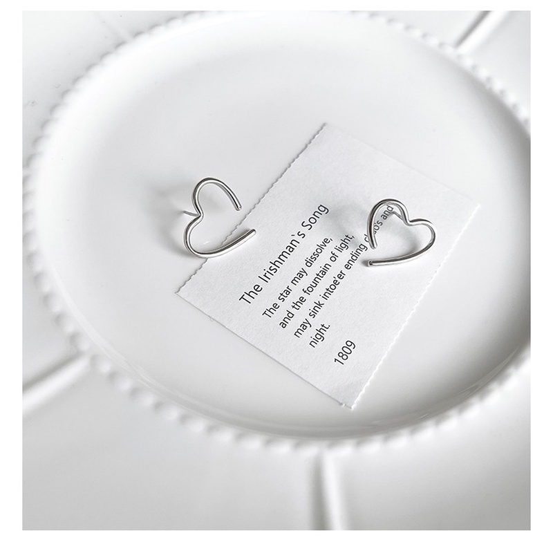 Bông tai mạ bạc S925 hình trái tim đơn giản