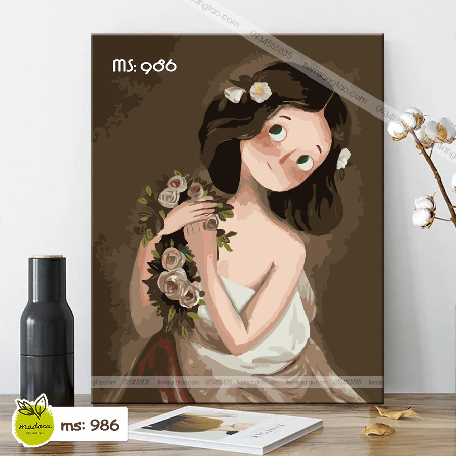 Tranh tô màu theo số thiếu nữ mắt biếc T986
