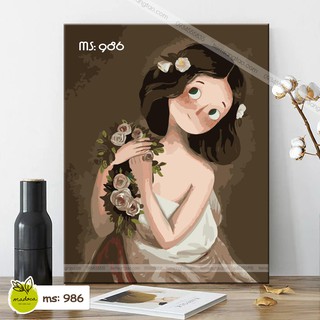 Tranh tô màu theo số thiếu nữ mắt biếc T986