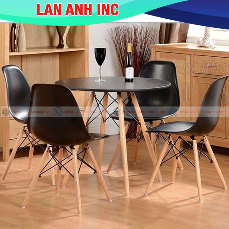 Ghế văn phòng nhựa chân gỗ cao tựa lưng giá rẻ  eames LA-GN128-1