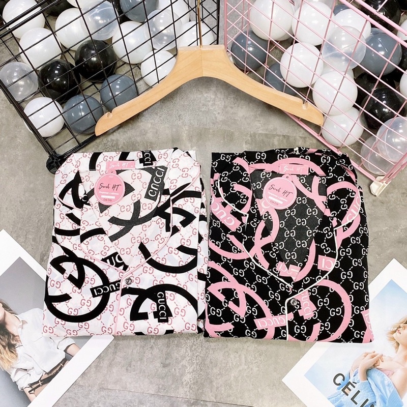 (Hình thật) Set Đồ bộ Pijama - Bộ lụa mango mặc nhà tay dài cổ sen | BigBuy360 - bigbuy360.vn