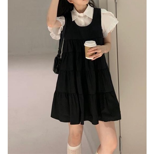 Bộ Đầm Hai Dây Màu Trắng Thời Trang Mùa Hè 2022 Dễ Thương Cho Nữ