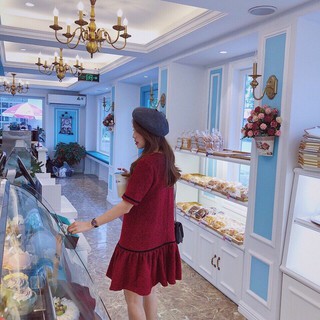 Váy dạ muối tiêu đỏ