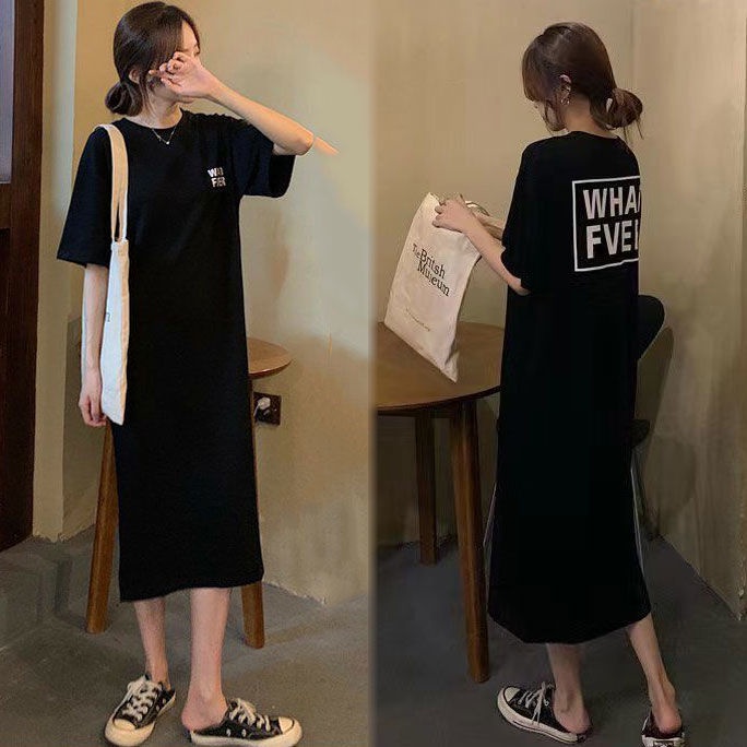 Đầm Ngủ Dài Qua Gối Tay Ngắn Dáng Rộng Phong Cách Hàn Quốc Thời Trang Mùa Hè Xinh Xắn Cho Nữ
