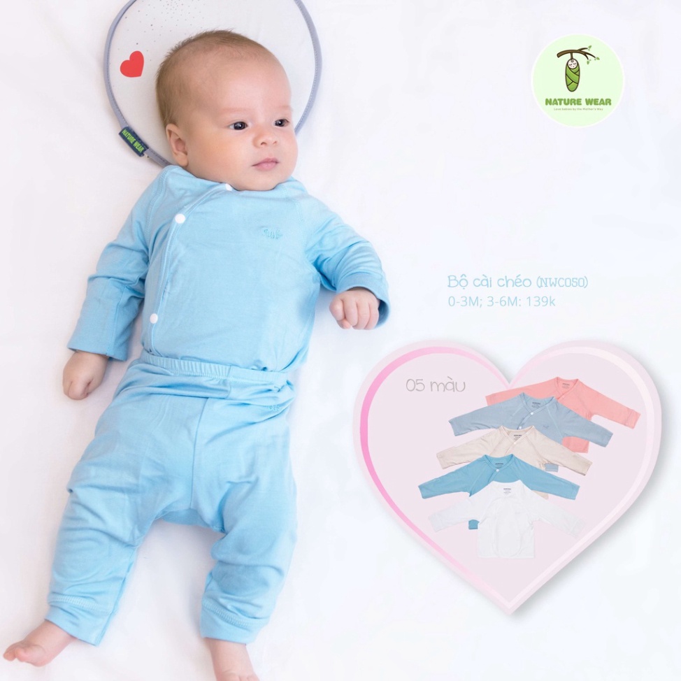 Combo set sơ sinh dài tay Nature Wear cho bé vải sợi tre mềm mịn thoáng mát