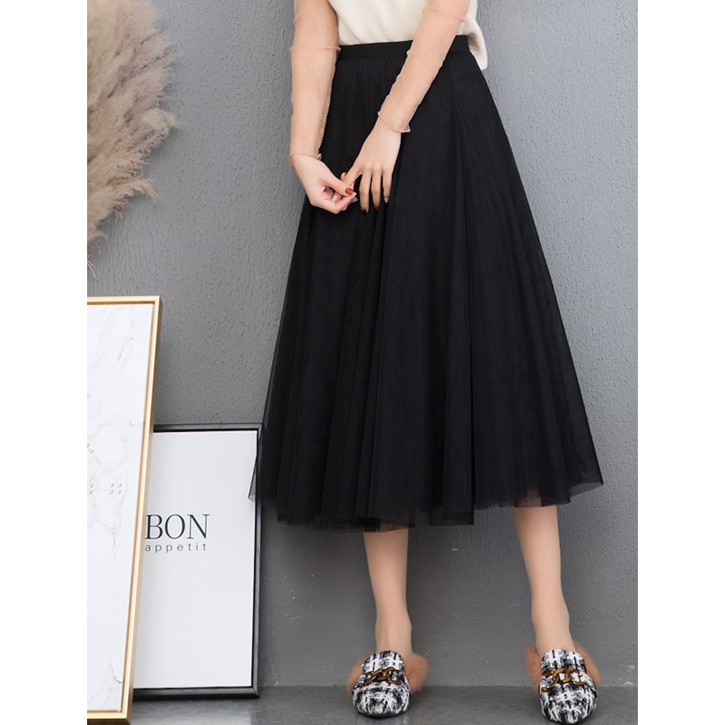 Lls3 Đầm Xòe Xếp Ly Dáng Rộng Dài Đến Bắp Chân Màu Xanh Dương Tím Phong Cách Đường Phố Cho Nữ