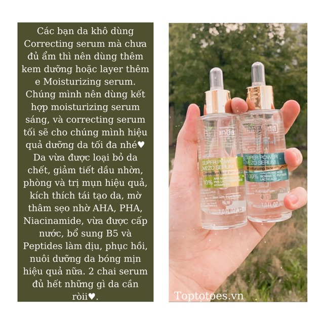 Serum Bielenda Super Power Mezo Skin Clinic Moisturizing cấp nước, dưỡng ẩm/ Correcting căng bóng, mờ thâm | BigBuy360 - bigbuy360.vn