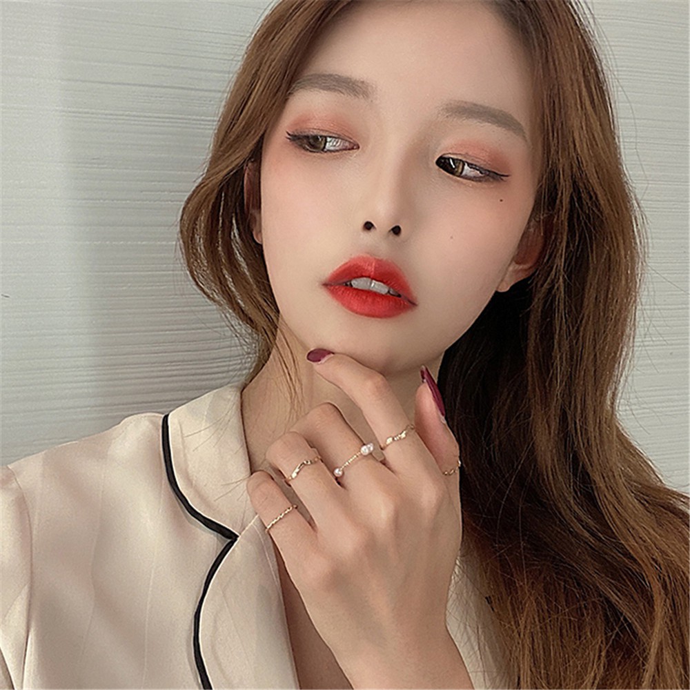 【COD】Set 5 nhẫn nhiều lớp đính ngọc trai thời trang cho nữ