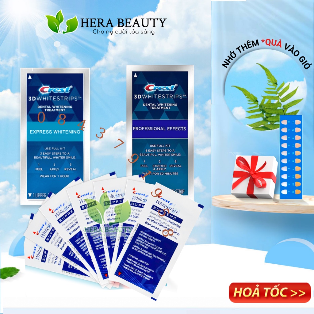 Miếng dán trắng răng Crest 3D White Professional Effects, 1 Hour , Hàng chính hãng USA