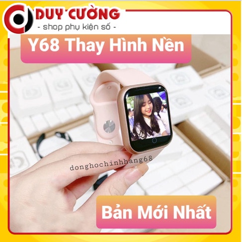 💥Thay được hình nền💥 Đồng Hồ Thông Minh Y68 Bản Cao Cấp Kết Nối Bluetooth