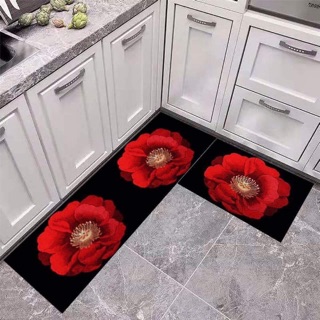 Bộ đôi thảm trải sàn bếp mẫu hoa Hồng