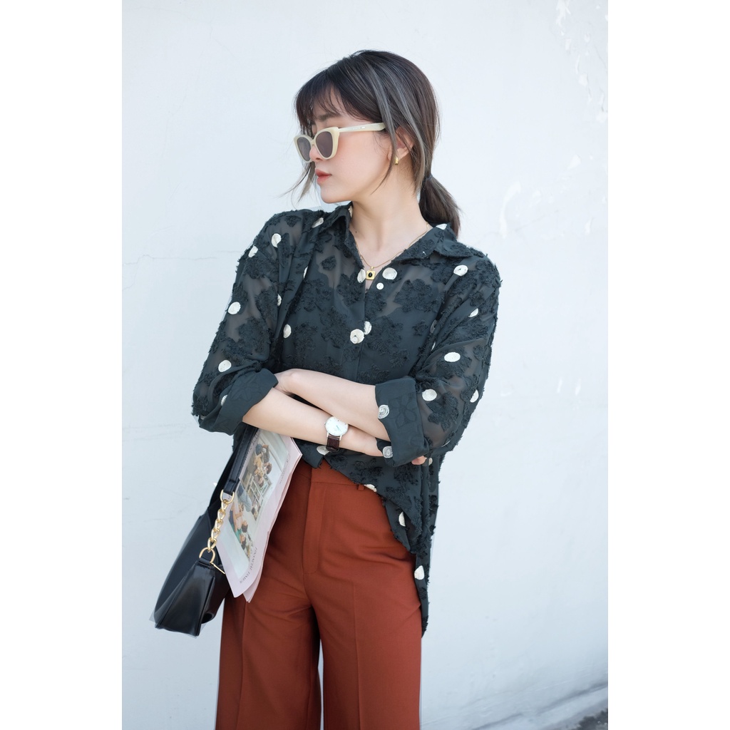 POLKADOT SHIRT ⚜️⚜️⚜️ ÁO SƠ MI HỌA TIẾT NỔI ⚜️⚜️ FORM RỘNG CÁ TÍNH