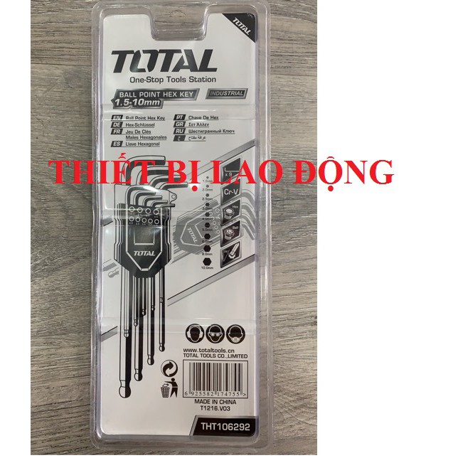 1.5-10MM BỘ KHÓA LỤC GIÁC ĐẦU BI DÀI 9 CHI TIẾT TOTAL THT106292