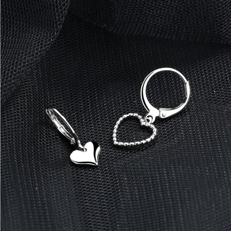 Khuyên Tai Hình Trái Tim Bất Đối Xứng Đơn Giản Thời Trang Cá Tính