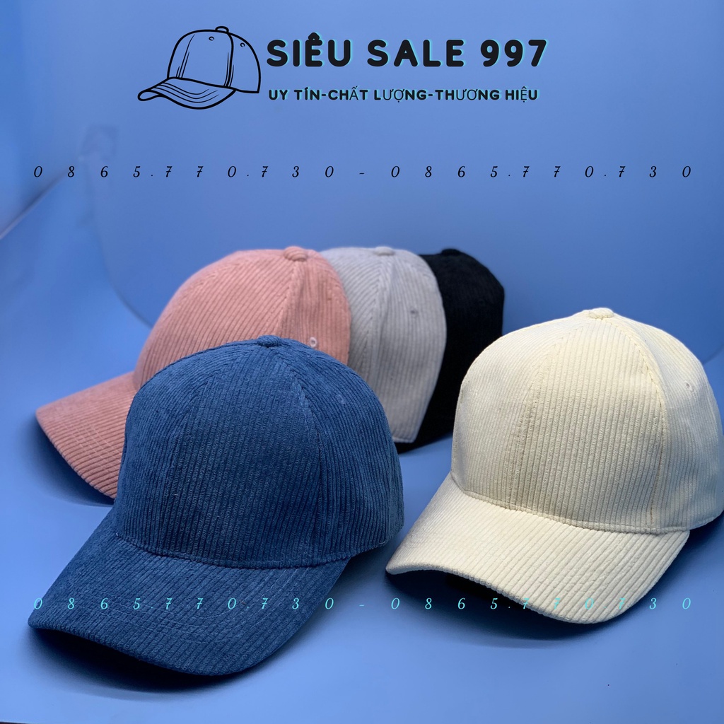 MŨ LƯỠI TRAI, NÓN KẾT NHUNG GÂN TRƠN NHIỀU MÀU CÁ TÍNH UNISEX FORM NAM NỮ