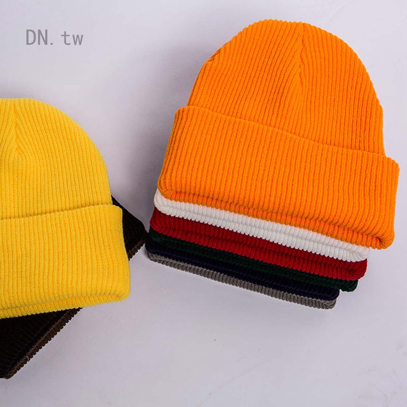 Mũ len trùm đầu màu trơn đơn giản giữ ấm phong cách hiphop cho nam và nữ