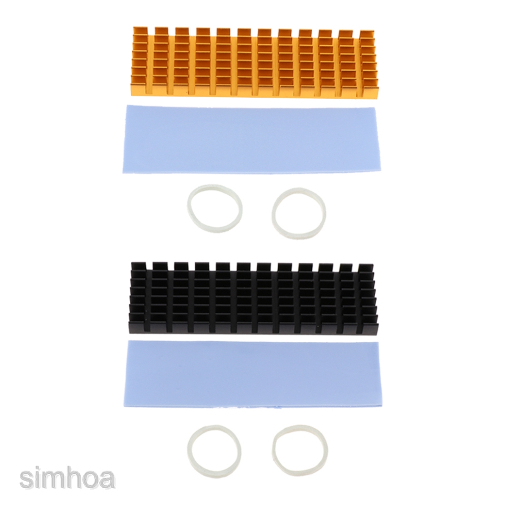 Lược nhôm tản nhiệt màu đen kèm miếng đệm nhiệt silicon dành cho ổ cứng thể rắn SSD M.2 2280