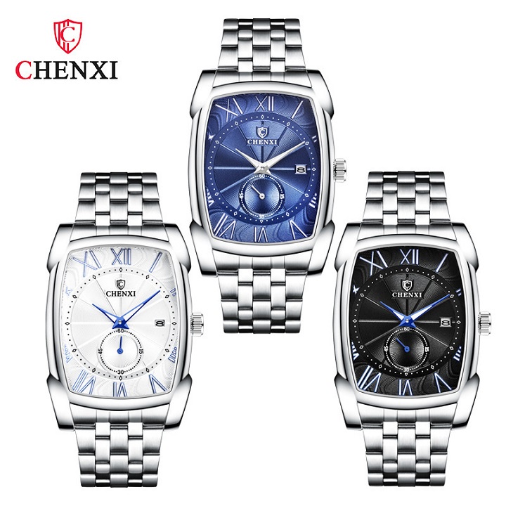 Đồng Hồ Nam Chenxi CXV01 Dây Thép Không Gỉ Mặt Vuông Khỏe Khoắn Hàng Cao Cấp