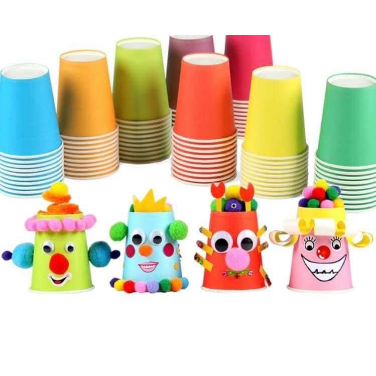 Set 10 Cốc Giấy, Ly giấy Nhiều Màu Làm Thủ Công Phân loại mầu sắc Cho Bé