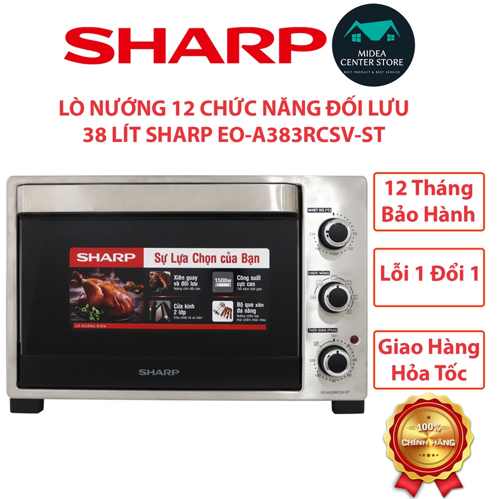 [Chính Hãng] Lò nướng Sharp 38 lít EO-A383RCSV-ST, lỗi 1 đổi 1, bảo hành 12 tháng toàn quốc