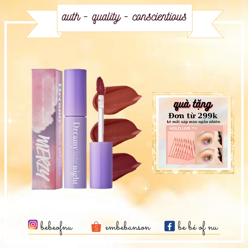 [Màu mới] Son kem Merzy Dreamy Late Night Mellow Tint | BigBuy360 - bigbuy360.vn