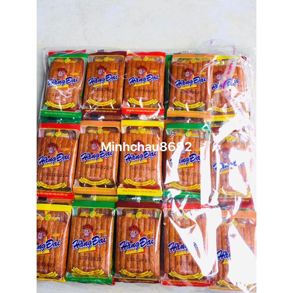 Snack bò miếng cay cay Hằng Đại 12 miếng/dây x 5 dây một bịch