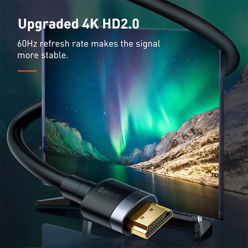 Cáp HDMI 4K 60Hz 18Gbps Siêu Bền Baseus Cafule HDMI Cable Hỗ Trợ Lên Đến 32 Kênh Âm Thanh - TopLink